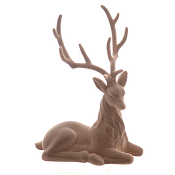 GREY FLOCKED SITTING DEER H.36CM