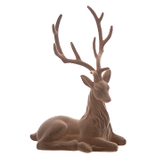 GREY FLOCKED SITTING DEER H.23CM