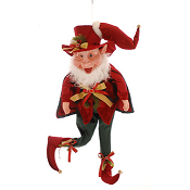 HANGING BURGUNDY/GREEN/GOLD ELF H91.5CM