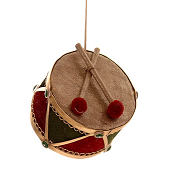 FABRIC BURGUNDY/GOLD HANGING DRUM H.13CM