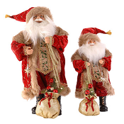 RED & BROWN SANTA WITH CHRISTMAS BAG H.61CM
