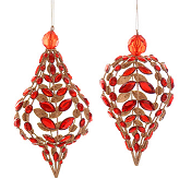 RED IRON WIRE DROP ORNAMENT WITH GEMS H.17.80CM