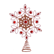METAL GOLD TREE TOPPER WITH RED GEMS H.33CM