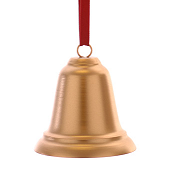 METAL GOLD BELL WITH RED VELVET HANGER H.24CM