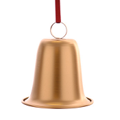 METAL GOLD BELL WITH RED VELVET HANGER H.29CM