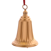 METAL GOLD BELL WITH RED VELVET HANGER H.33CM
