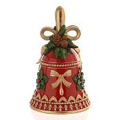 RED RESIN BELL WITH/GOLD BOWS AND GREEN LEAVES H.20CM