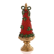 RED/GOLD RESIN TREE DECOR WITH GREEN BOW H.34CM 0.400KG