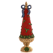 RED/GOLD RESIN TREE DECOR WITH BLUE BOW H.41CM