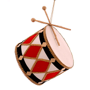 WHITE/RED/BLACK/GOLD DRUM ORNAMENT H.25CM