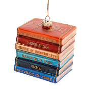 GLASS COLORFULL BOOK STACK ORNAMENT H.13CM