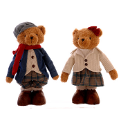 WHITE & GREY EXTENDED STANDING TEDDY BEAR BOY H.53CM