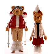 RED & WHITE EXTENDED STANDING SKIING TEDDY BEAR GIRL H.53CM