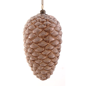 GLASS BROWN PINECONE HANGING ORNAMENT H.22CM