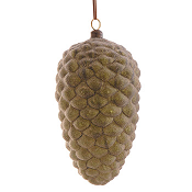 GLASS GREEN PINECONE HANGING ORNAMENT H.22CM