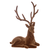 BROWN FLOCKED SITTING DEER H.36CM