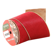 RED RIBBON WITH WIRED EDGES 10CMX9M