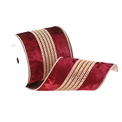 VELVET BURGUNDY WIRED RIBBON 10CMX9M