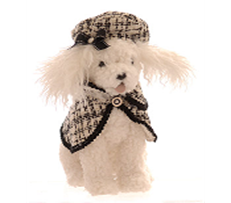 CREAM FUR ANIMAL FIGURE WITH HAT AND CAPE