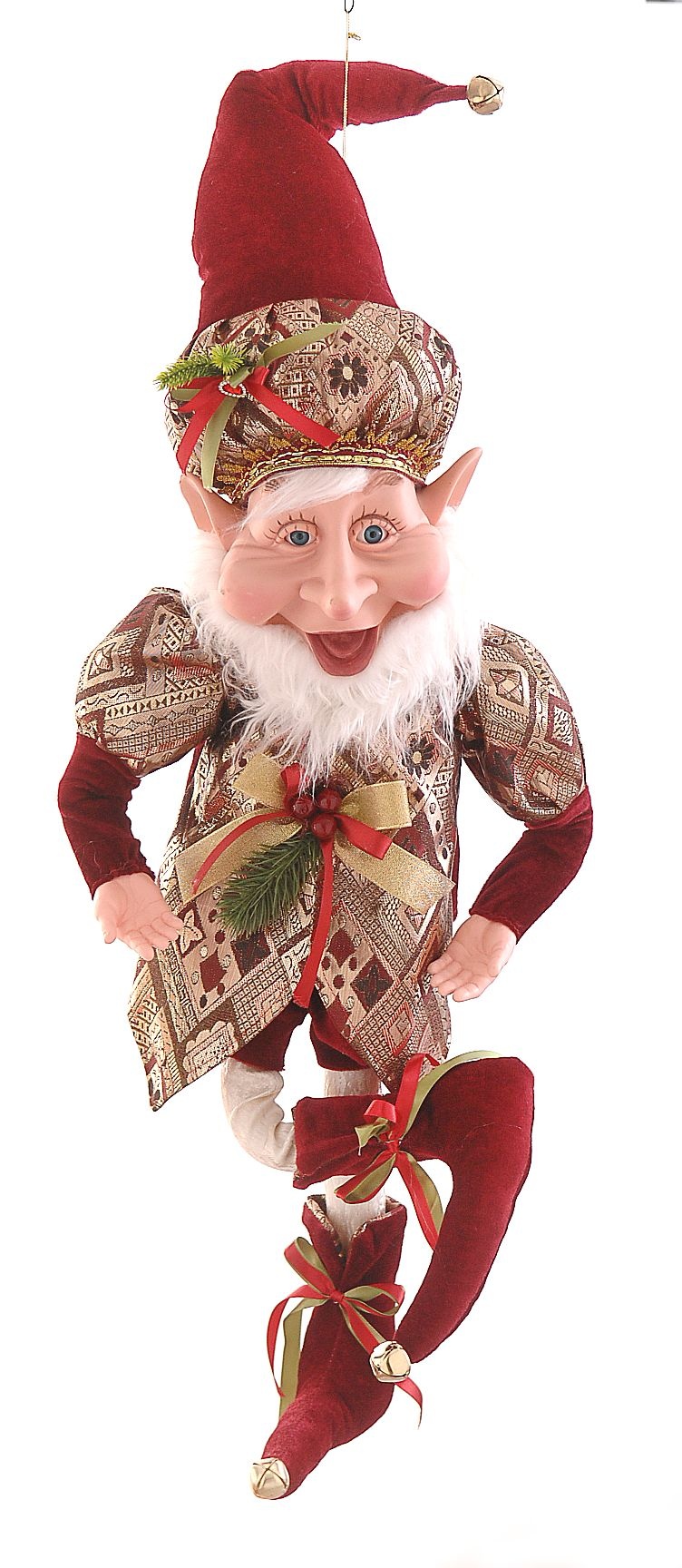 FABRIC HANGING POSABLE BURGUNDY/GOLD FAT ELF FAT
