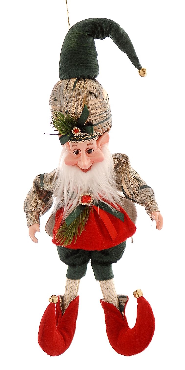 FABRIC HANGING ELF RED/DARK GREEN