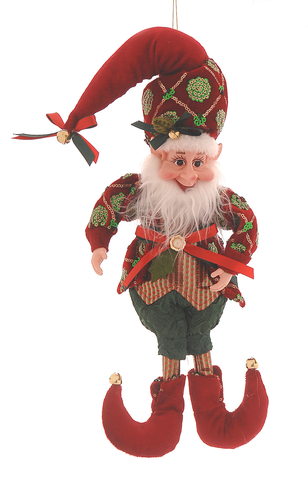 FABRIC RED & GREEN FAT ELF H.40.6CM WEIGHT 0.350Kg