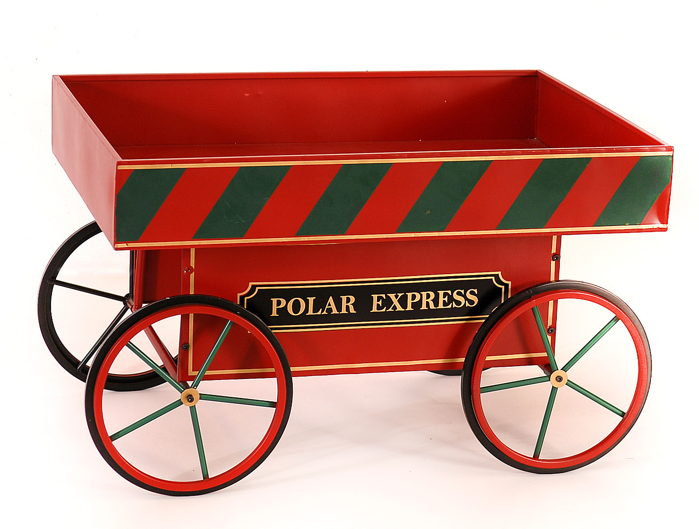 METAL RED & GREEN STRIPED XMAS CART POLAR EXPRESS