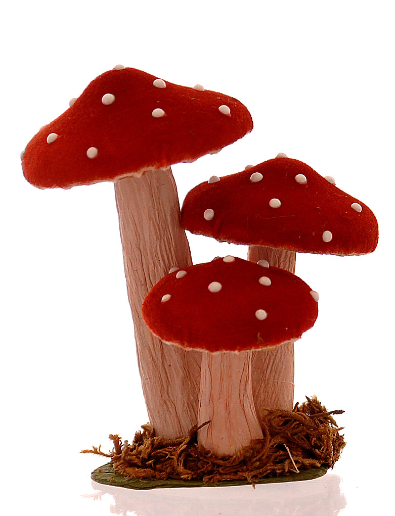 FABRIC RED MUSHROOMS DÉCOR H.17CM