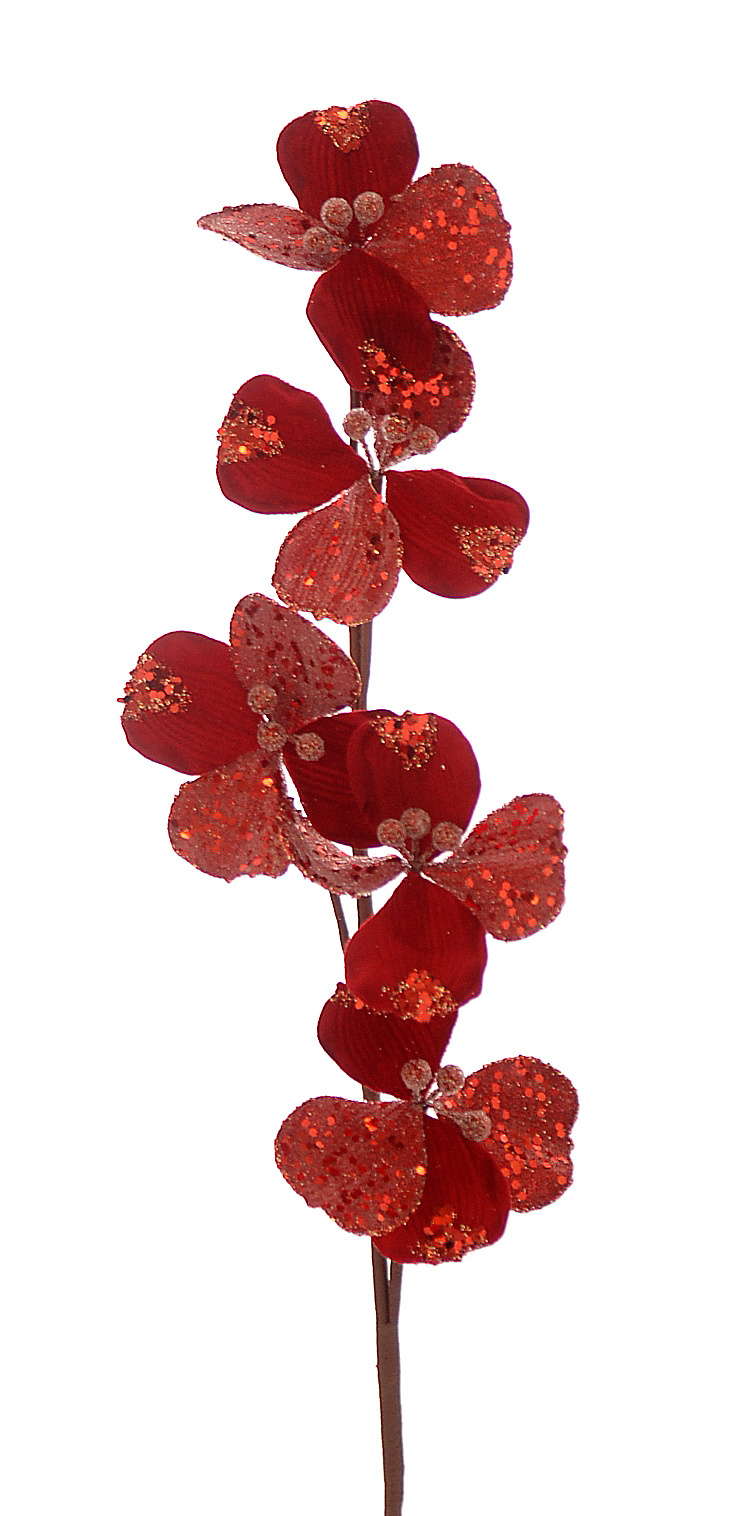 PL RED BRANCH WITH FLOWERS