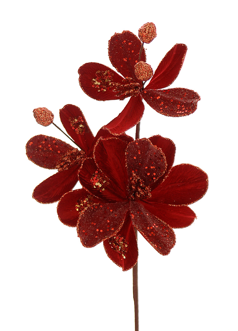 PL RED BRANCH WITH FLOWERS H.60CM WEIGHT 0.100Kg