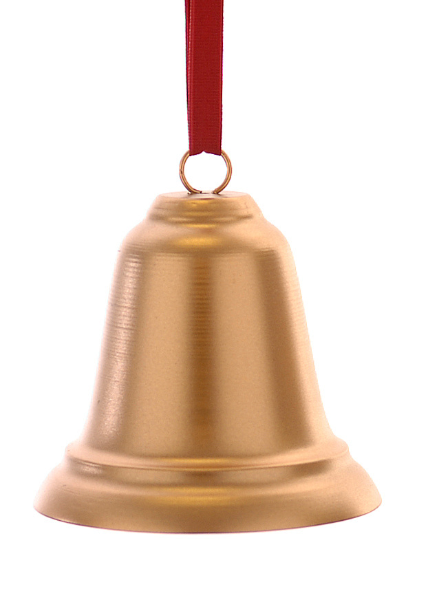 METAL GOLD BELL WITH RED VELVET HANGER H.24CM