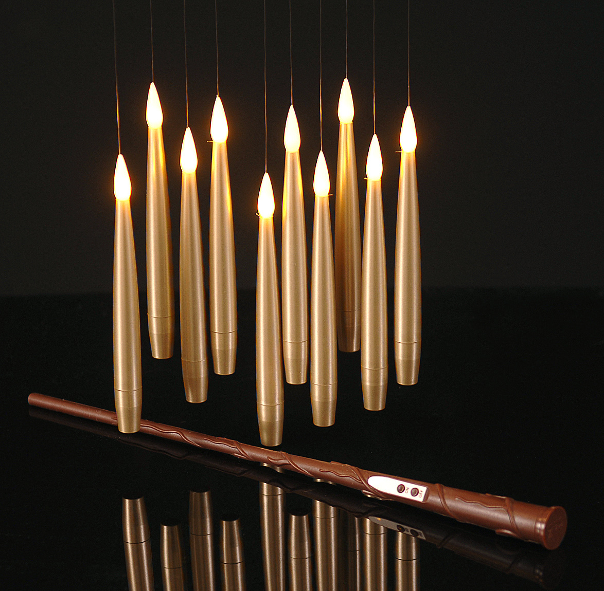 PLASTIC GOLD CANDLE W WARM WHT LED BATTERY