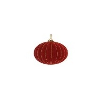 20CM RED VELVET PLASTIC FLOCK BALL