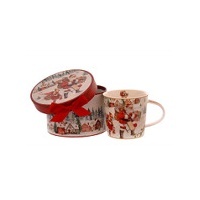 V SHAPE MUG W/SANTA IN GIFT BOX W/RED RIBBON